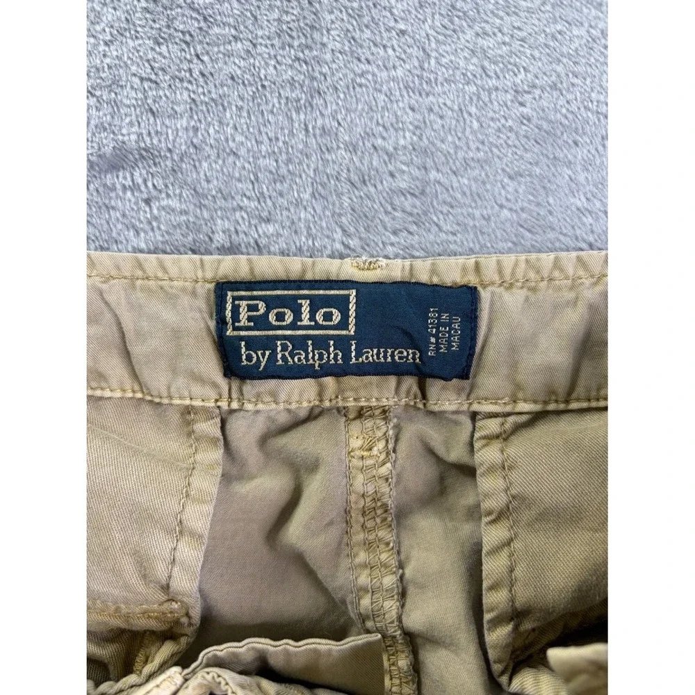 Vtg Polo Ralph Lauren Military Cargo Mens Pants Size 33 Tan Reinforced Stitching